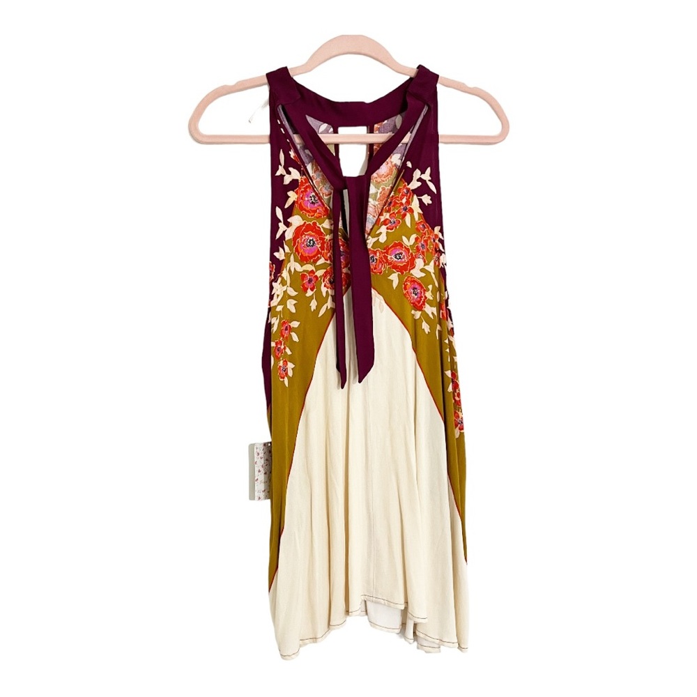 Free People Beat Of My Heart Tunic Shirt Top size Small Floral Boho - Picture 2 of 7